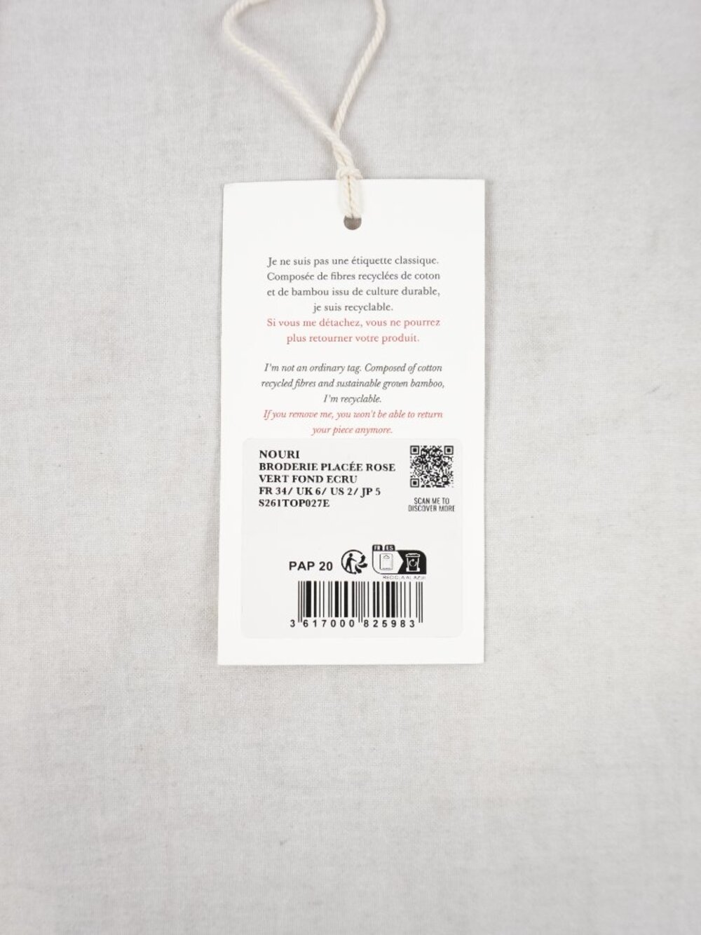 Sezane Nouri Top In White With Pink & Green Embroidery - Women's US Size 2 - NWT - Picture 9 of 9